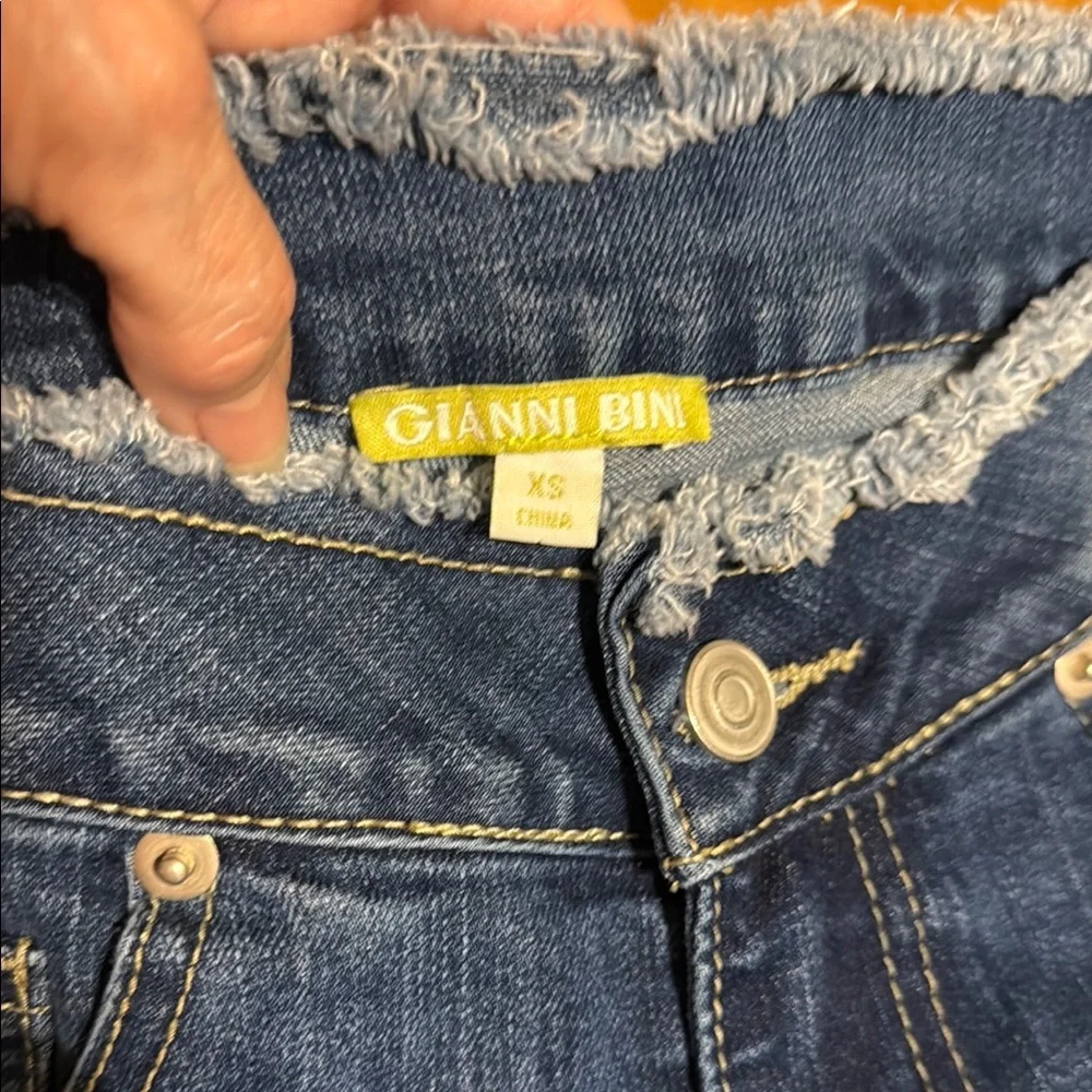 Gianni Bini Navy Flare Jeans with Bow Accents